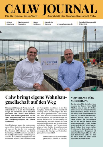 Titelseite Ausgabe 29/2026 des CalwJournals