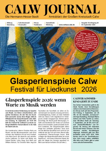 Titelseite Ausgabe 36/2026 des CalwJournals