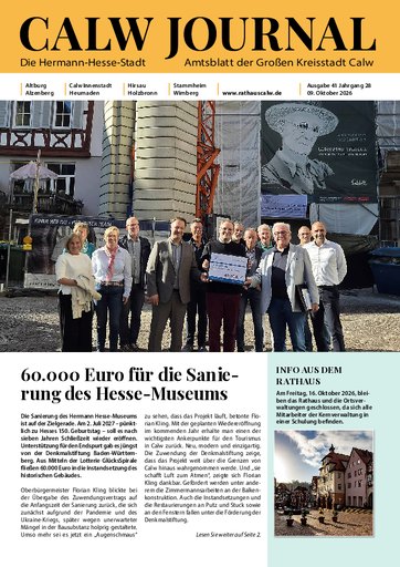 Titelseite Ausgabe 41/2026 des CalwJournals